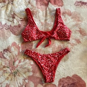 Red Floral Bikini Set